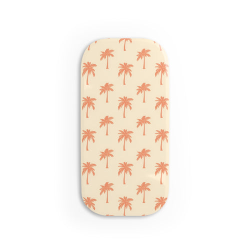 Palm tree phone grip with coral palms on cream