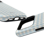 Light blue and cream gingham MagSafe phone case