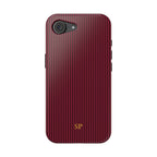 Personalized burgundy striped MagSafe phone case detail