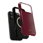 Wine red pinstripe MagSafe phone case