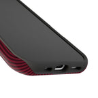Burgundy striped MagSafe phone case, lifestyle view