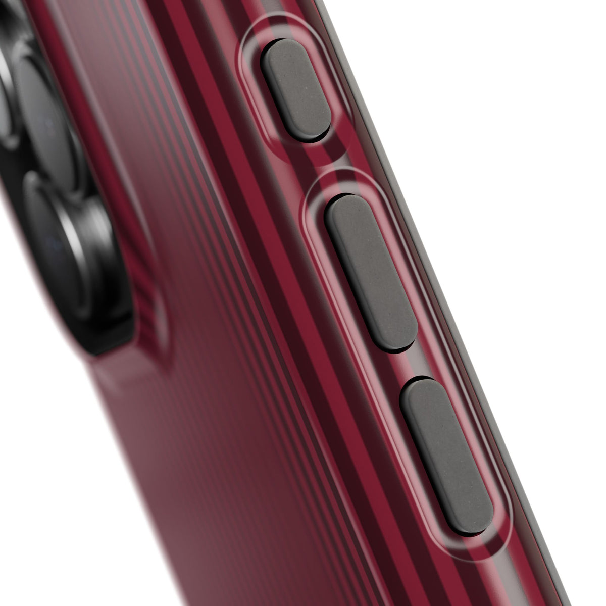 Personalized burgundy pinstripe MagSafe phone case, front and back