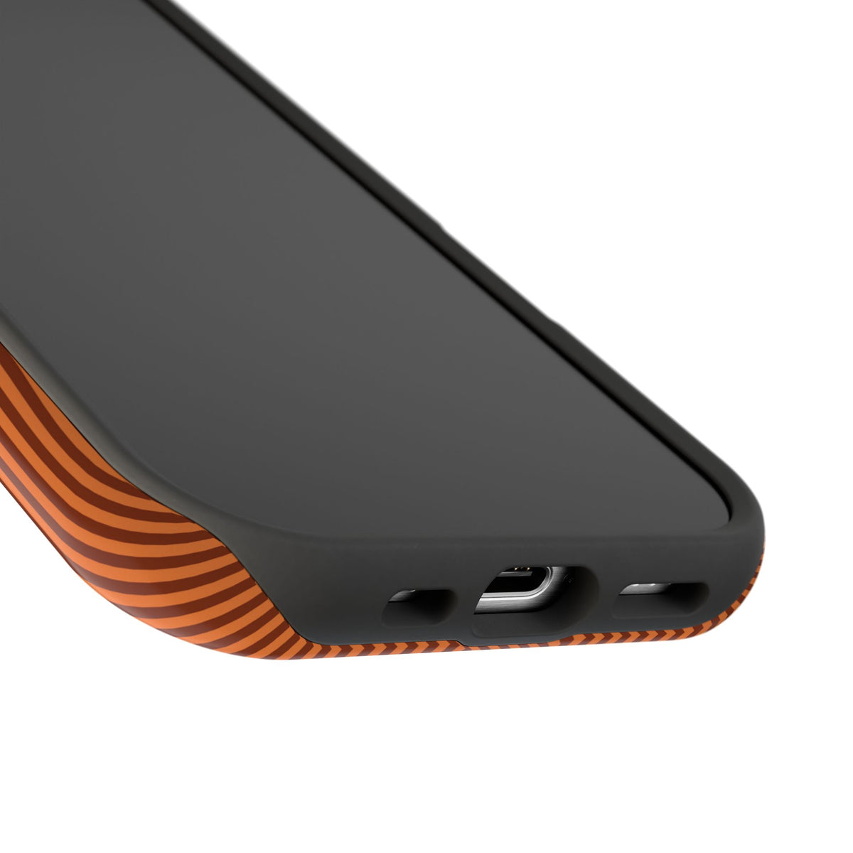 Burnt orange pinstripe personalized MagSafe iPhone case
