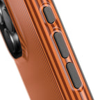 Personalized burnt orange striped MagSafe phone case, glossy or matte