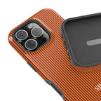 Personalized burnt orange striped MagSafe phone case gift