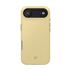 Butter yellow pinstripe MagSafe phone case with monogram initials