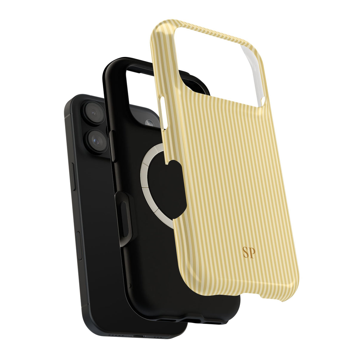 Yellow and cream pinstripe MagSafe phone case