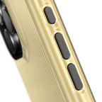 Personalized yellow pinstripe MagSafe phone case, front and back