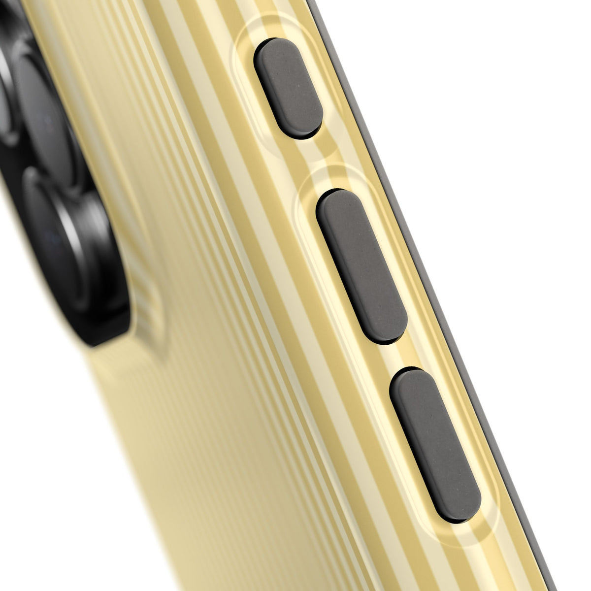 Personalized yellow pinstripe MagSafe phone case, front and back