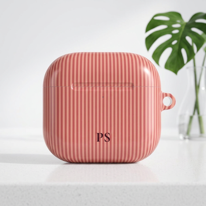 Coral pinstripe print for a personalized AirPod case