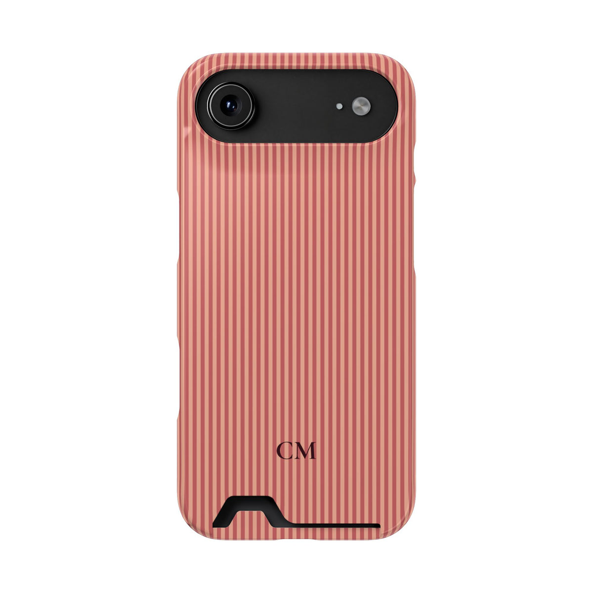 Coral striped phone case personalized with initials