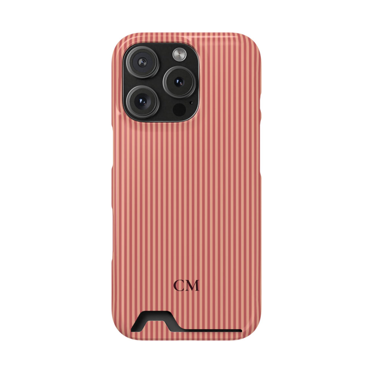 Warm coral pinstripe monogram phone case