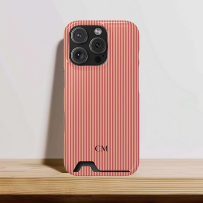Personalized coral striped phone case, design detail