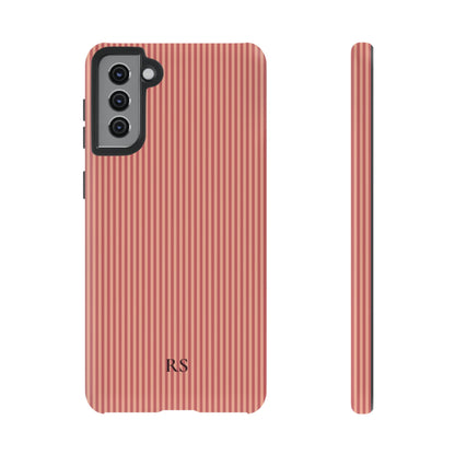 Personalized coral striped tough phone case, glossy or matte