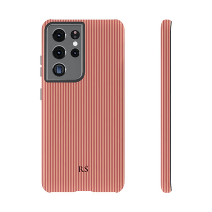 Personalized coral pinstripe tough phone case for Samsung Galaxy