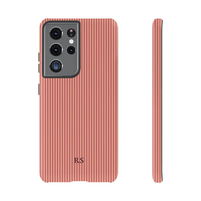 Personalized coral striped tough phone case, edge view