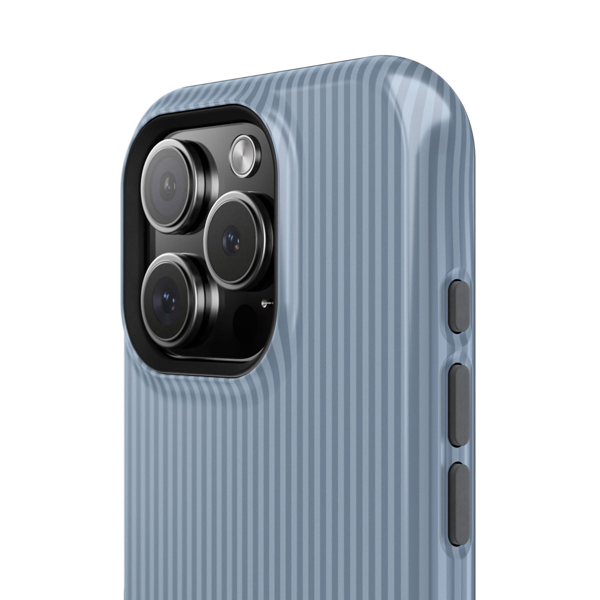 Light blue striped MagSafe phone case with custom initials
