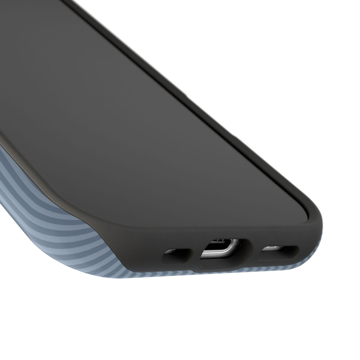 Dusty blue pinstripe personalized MagSafe iPhone case