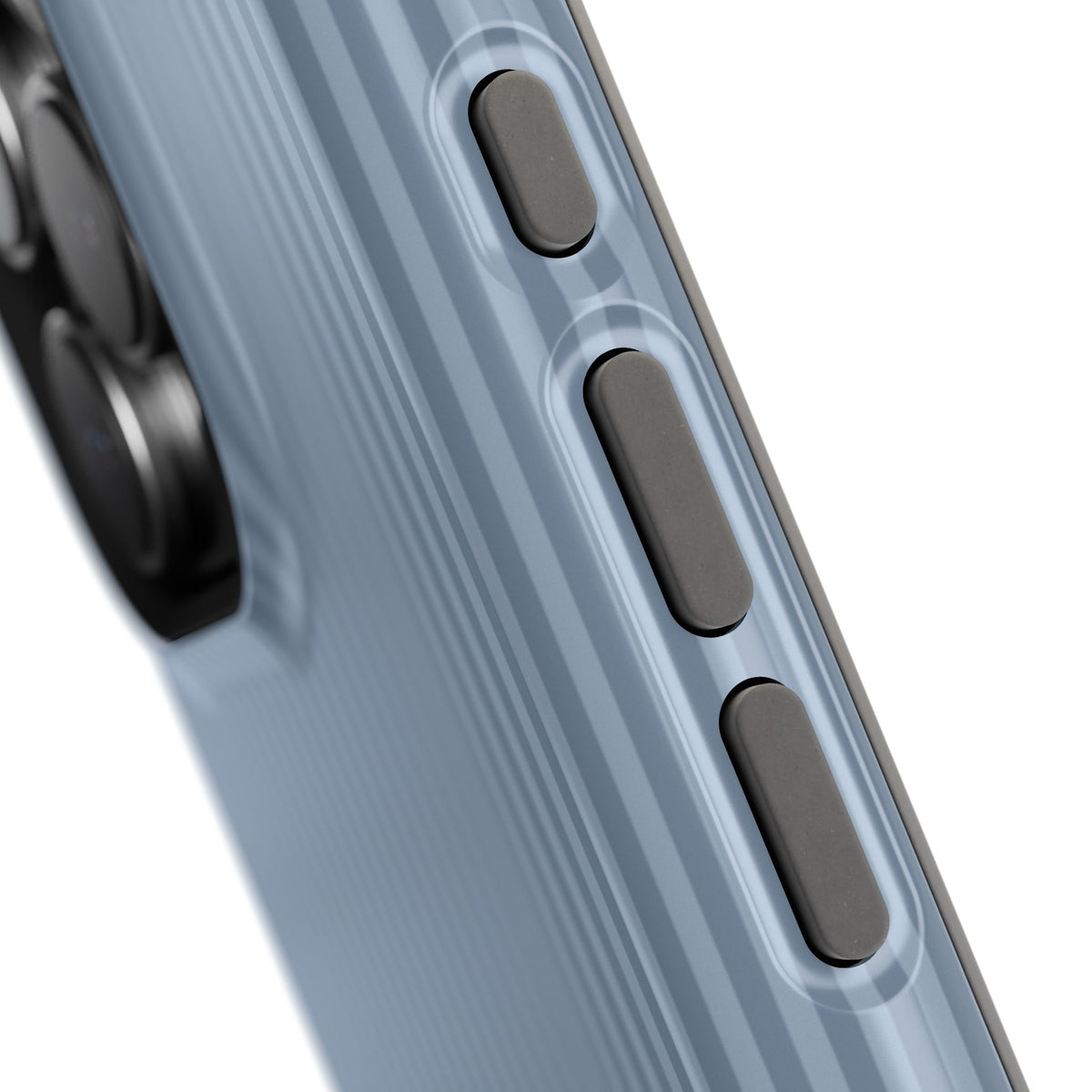 Personalized dusty blue striped MagSafe phone case, glossy or matte