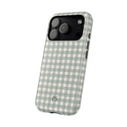 Eucalyptus gingham MagSafe iPhone case with initials