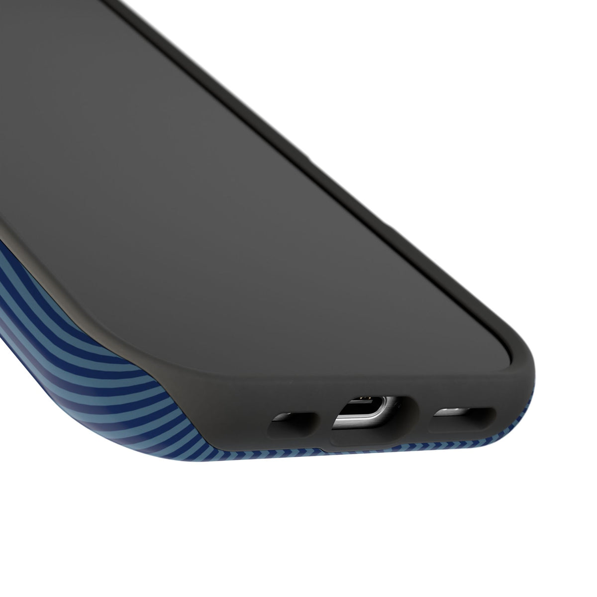 Navy pinstripe personalized MagSafe iPhone case