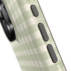 Personalized sage green gingham MagSafe phone case, front and back