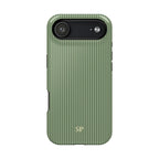 Sage green pinstripe MagSafe phone case with monogram initials