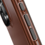 Personalized walnut brown striped MagSafe phone case, glossy or matte