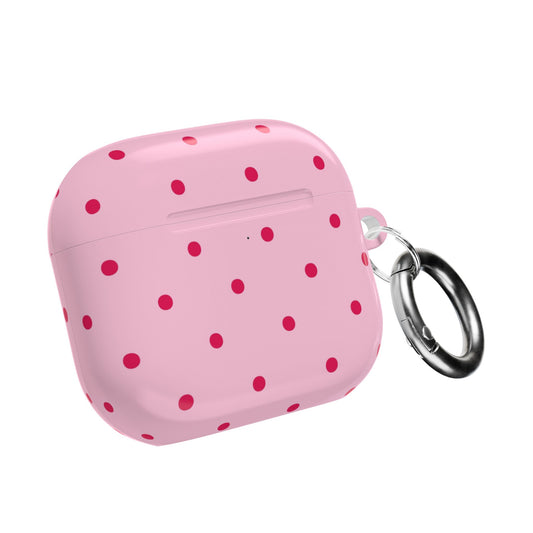 Pink and red polka dot AirPod case