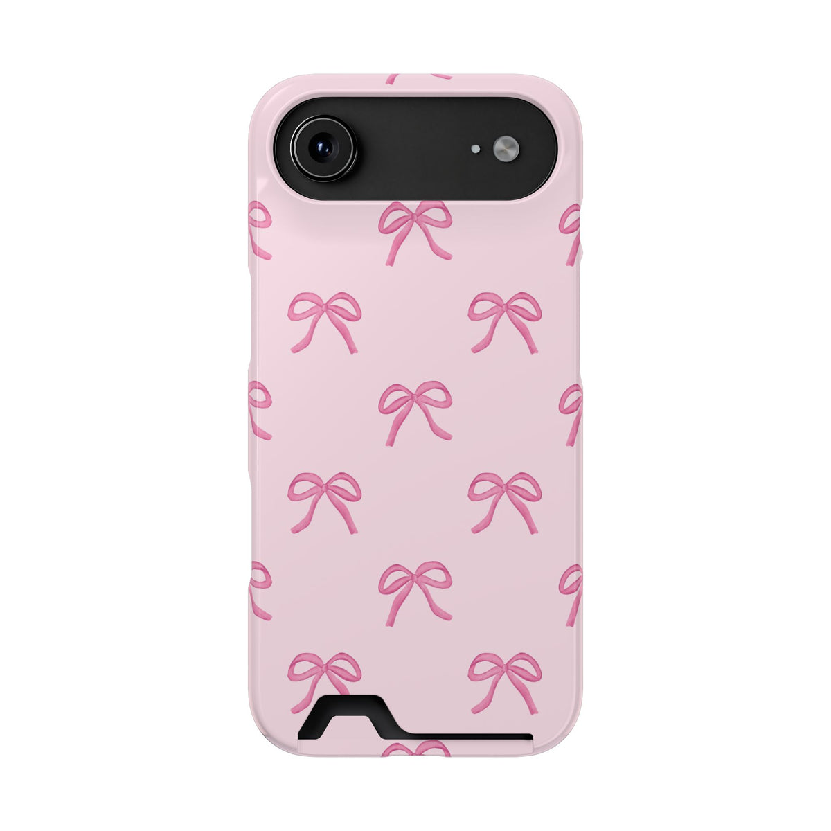 Pink bow coquette phone case with one card slot