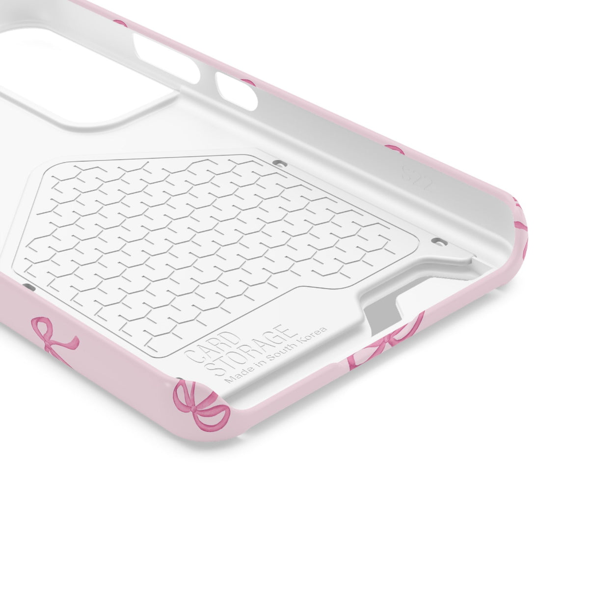 Girly pink bow phone case with card holder