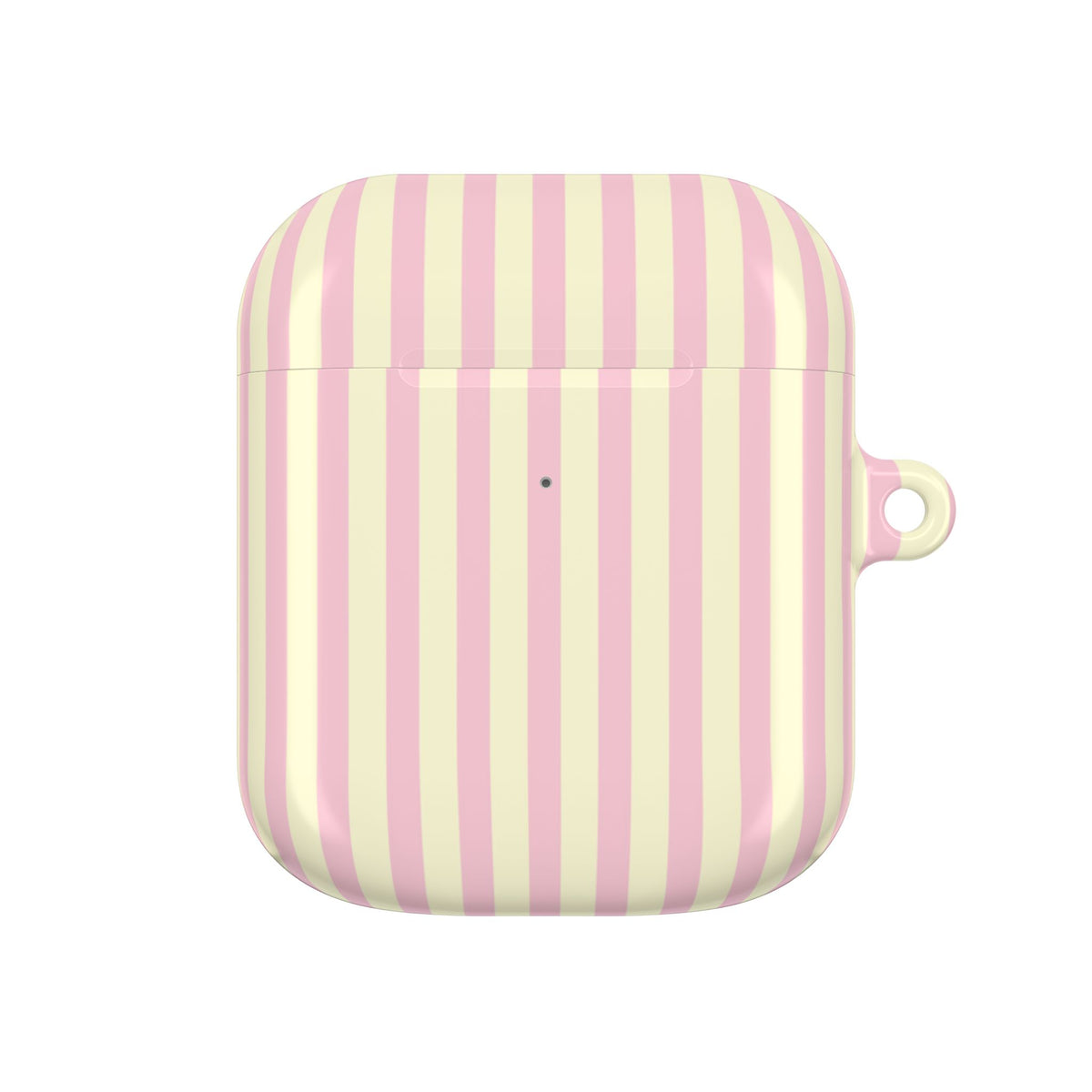 Striped AirPod case with carabiner clip