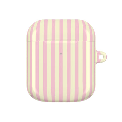 Striped AirPod case with carabiner clip