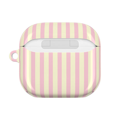 Back of the striped AirPod case showing the charging port