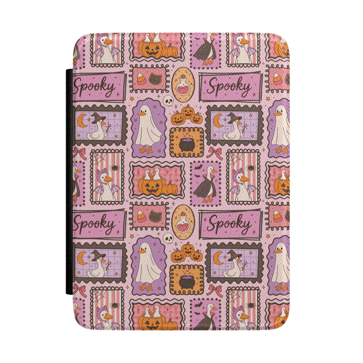 Pink Halloween stamps Kindle case with ghosts and pumpkins