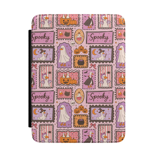 Pink Halloween stamps Kindle case with ghosts and pumpkins