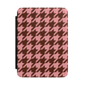 Pink houndstooth Kindle case, chocolate brown and soft pink
