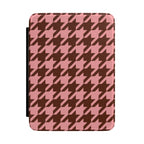 Pink houndstooth Kindle case, chocolate brown and soft pink