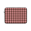 Pink houndstooth laptop sleeve, chocolate brown and soft pink