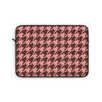 Pink houndstooth laptop sleeve, chocolate brown and soft pink