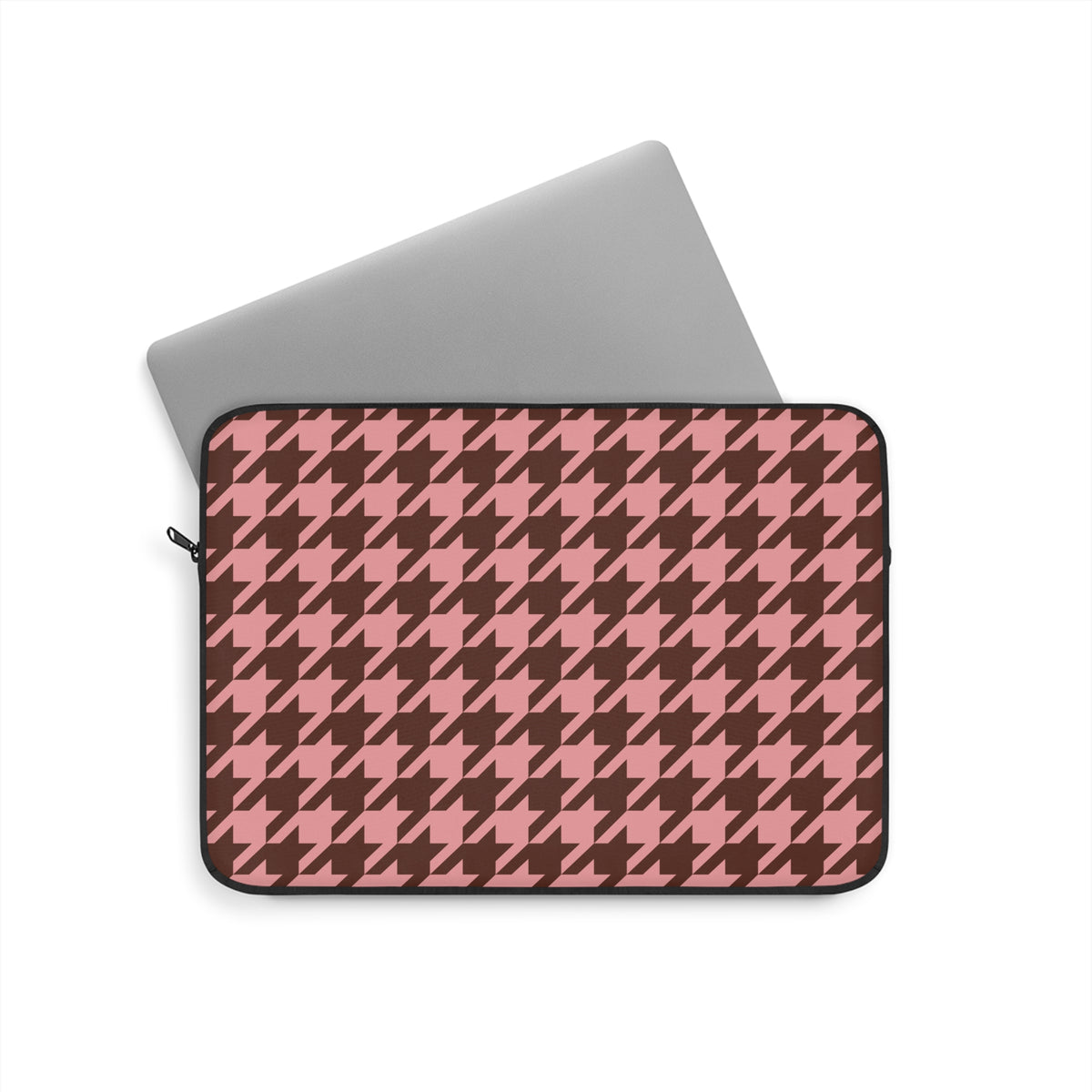 Pink houndstooth laptop sleeve, alternate view