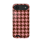 Pink houndstooth phone case with card holder, alternate view