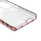 Pink houndstooth phone case with card holder, lifestyle view