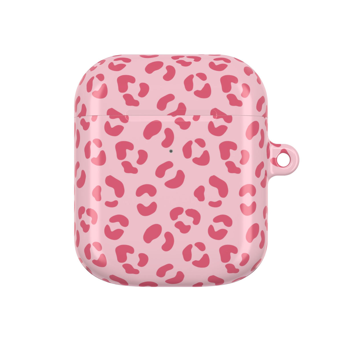 Pink leopard print AirPod case, back view