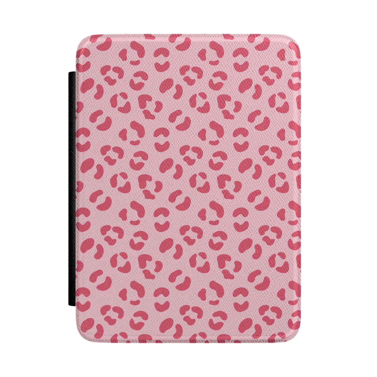 Pink leopard print Kindle case, hot pink rosettes on light pink