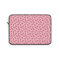 Pink leopard print laptop sleeve, hot pink rosettes on light pink