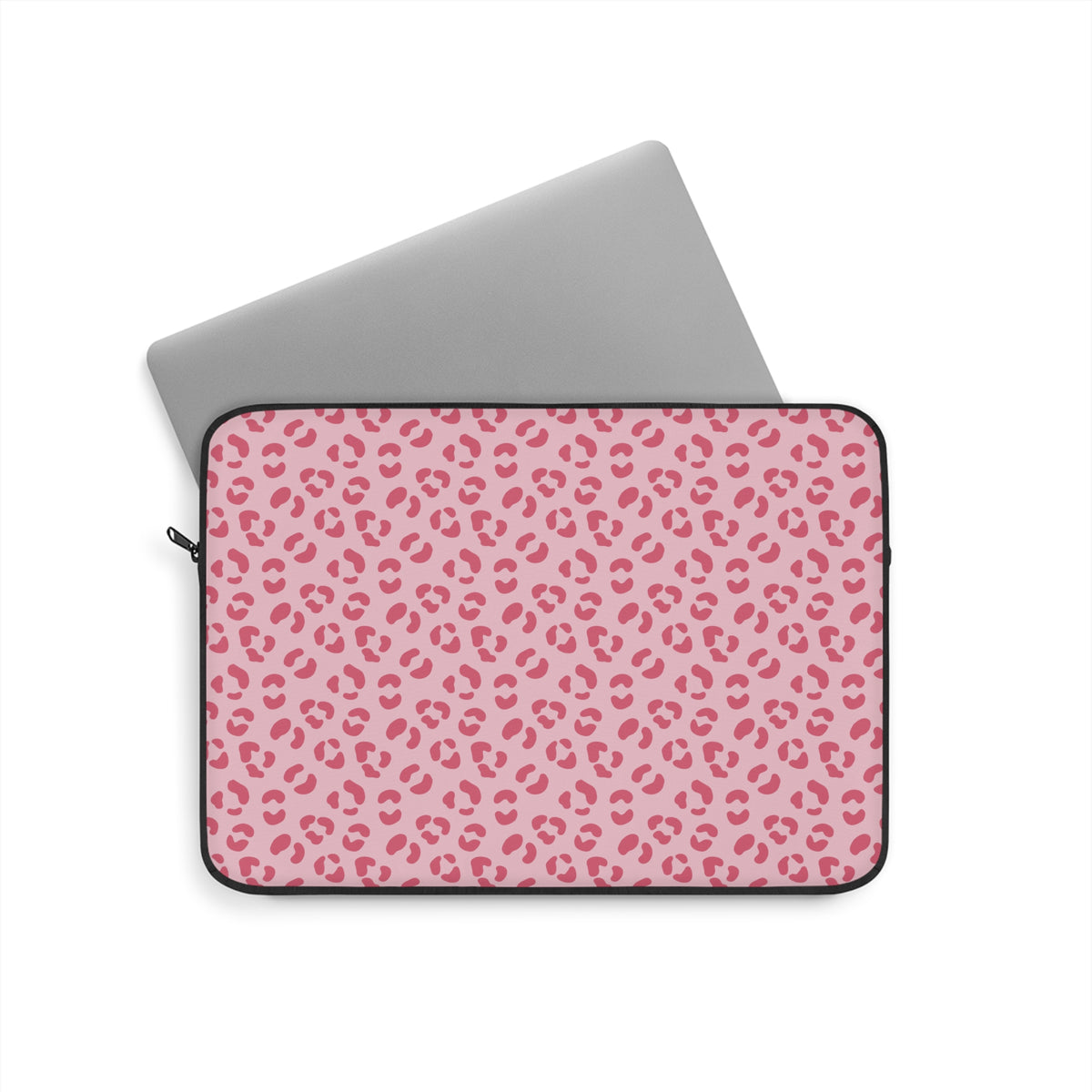 Pink leopard print laptop sleeve, alternate view