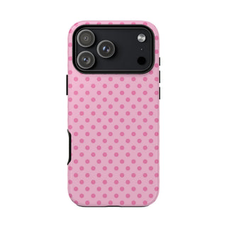 Pink polka dot tough phone case