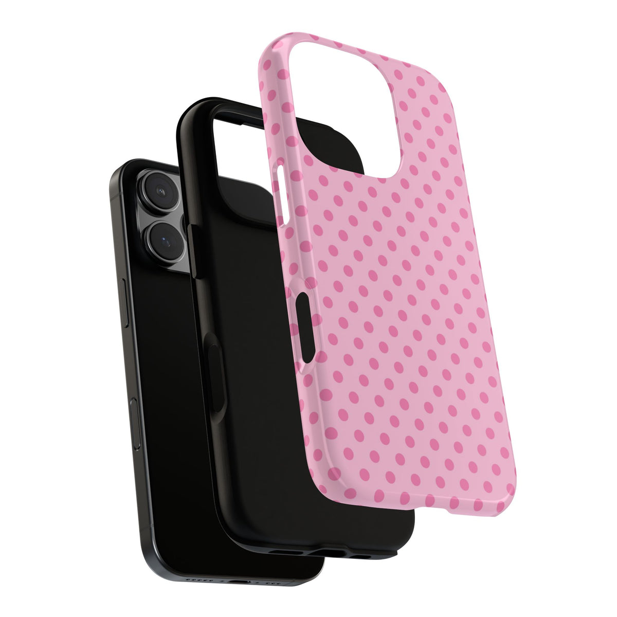 Pink polka dot dual-layer phone case