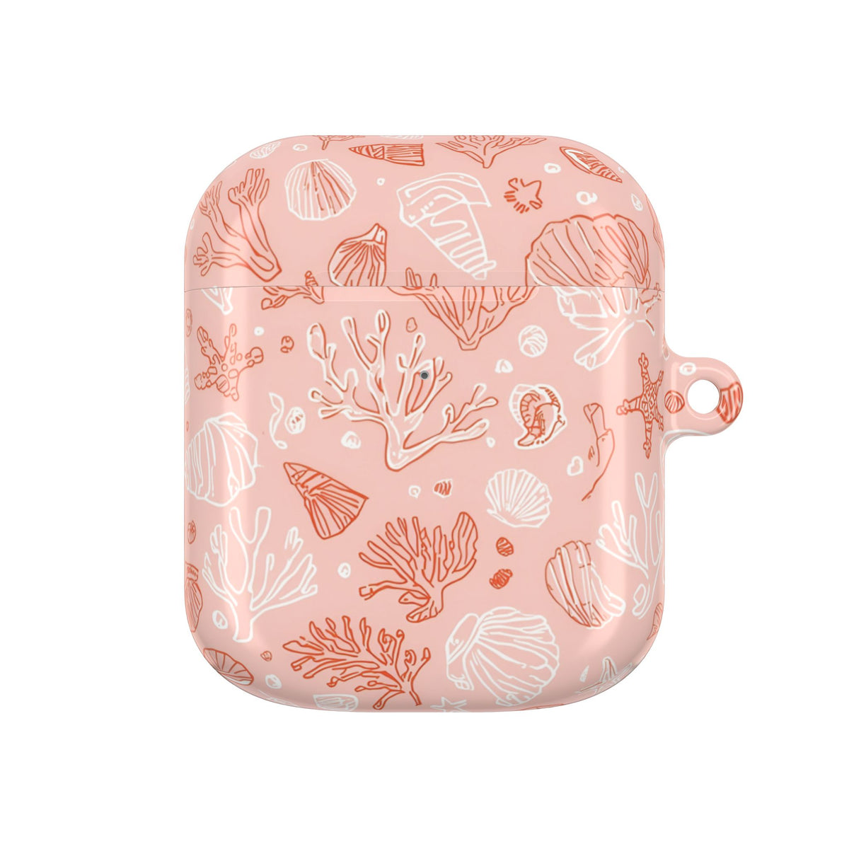 Pink seashell AirPod case with carabiner clip